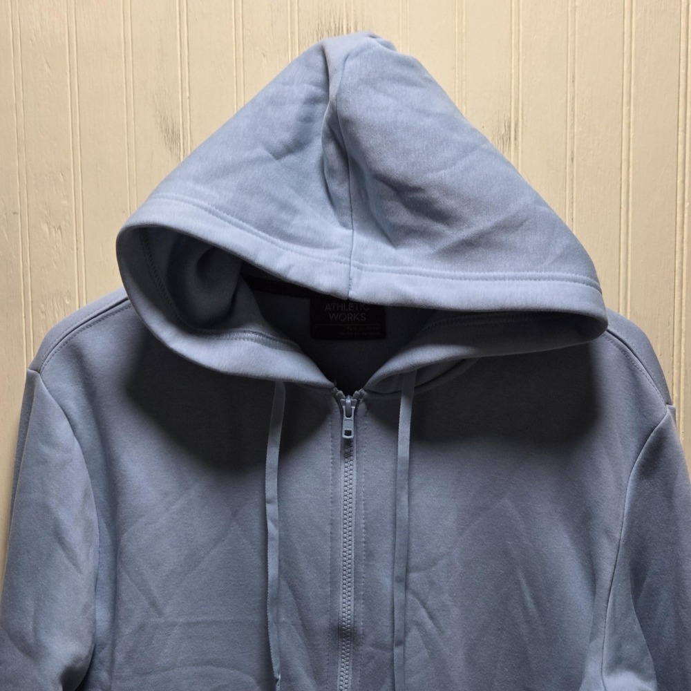 Athletic Works Hoodie Mens Medium Blue Full Zip Fleece Kangaroo‎ Pockets Top